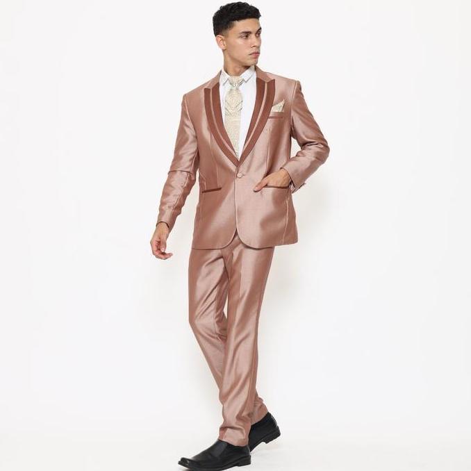 YUNG BANDUNG Jas Pria Semi Wool Shining Setelan Jas Pengantin Pria Bahan Tebal