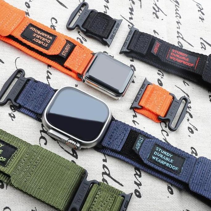 Strap Nylon Sport Kompatibel Untuk Apple Watch Series 10 Se 9 8 7 6 5 4 3 Ultra 1 2 Iwatch 49Mm 46Mm