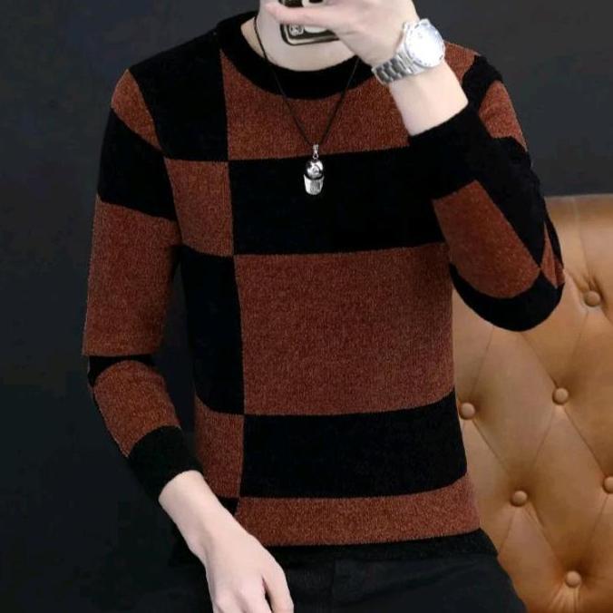 BEST SELLER KARISOK SWEATER RAJUT RONALDO KOREAN DEWASA 17-60 TAHUN KNITWEAR TEBAL PRIA JAKE STRIPED