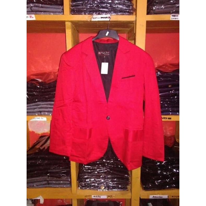 BLAZER PRIA RED RAY - Jas Merah Cowok Keren Elegan Mewah Casual Simple