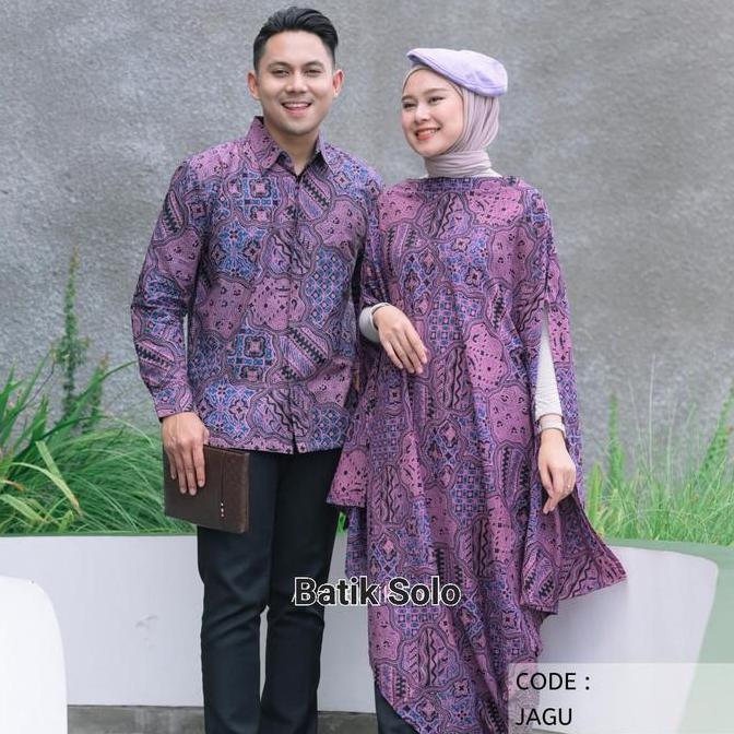 Sarimbit Kaftan DEWA LILAC / Couple dress batik kaftan Asimetris / baju couple kondangan