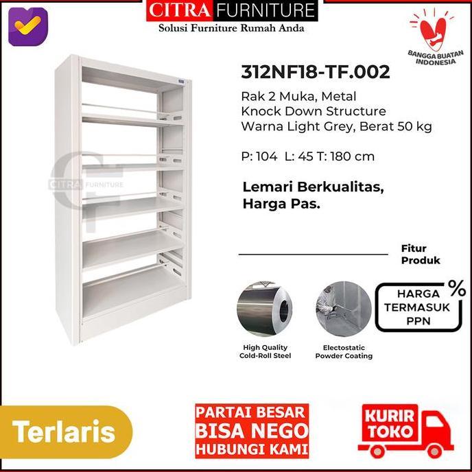 TOPAS Lemari Besi Rak Buku Perpustakaan Sekolah 2 Muka