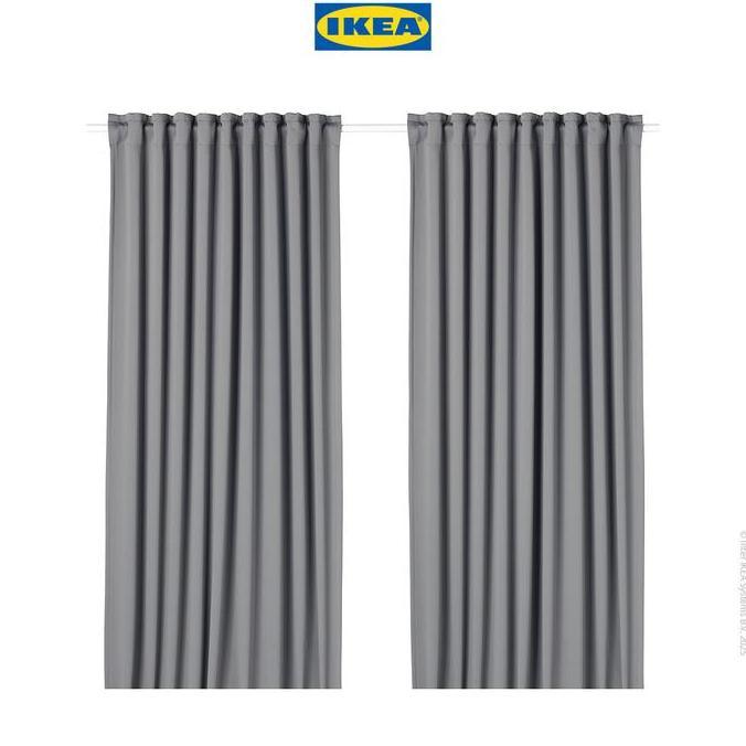 IKEA MAJGULL Gorden Anti Tembus Cahaya 1 Pasang Abu-Abu 145x250 cm