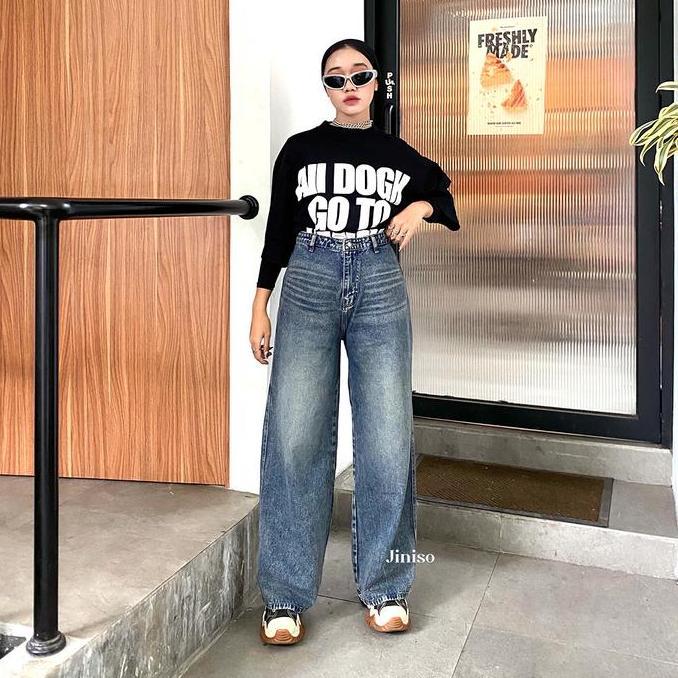 BEST SELLER JINISO RELAX - 778 KULOT HIGHWAIST CELANA JEANS WANITA