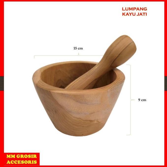 Kualitass- Lumpang Lesung Kayu Jati Premium / Set Lesung Kayu Jati
