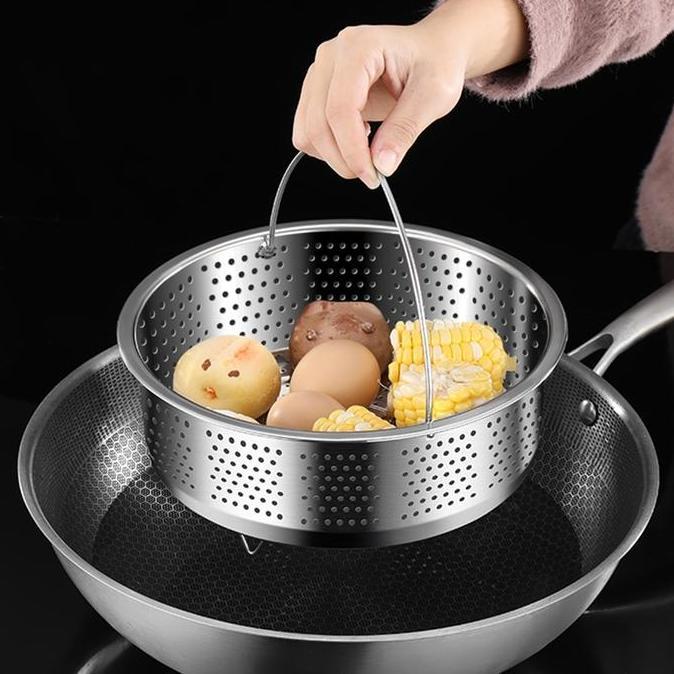 Kualitass- Tatakan Kukusan Keranjang Kukus Nasi Steamer Basket Stainless Steel