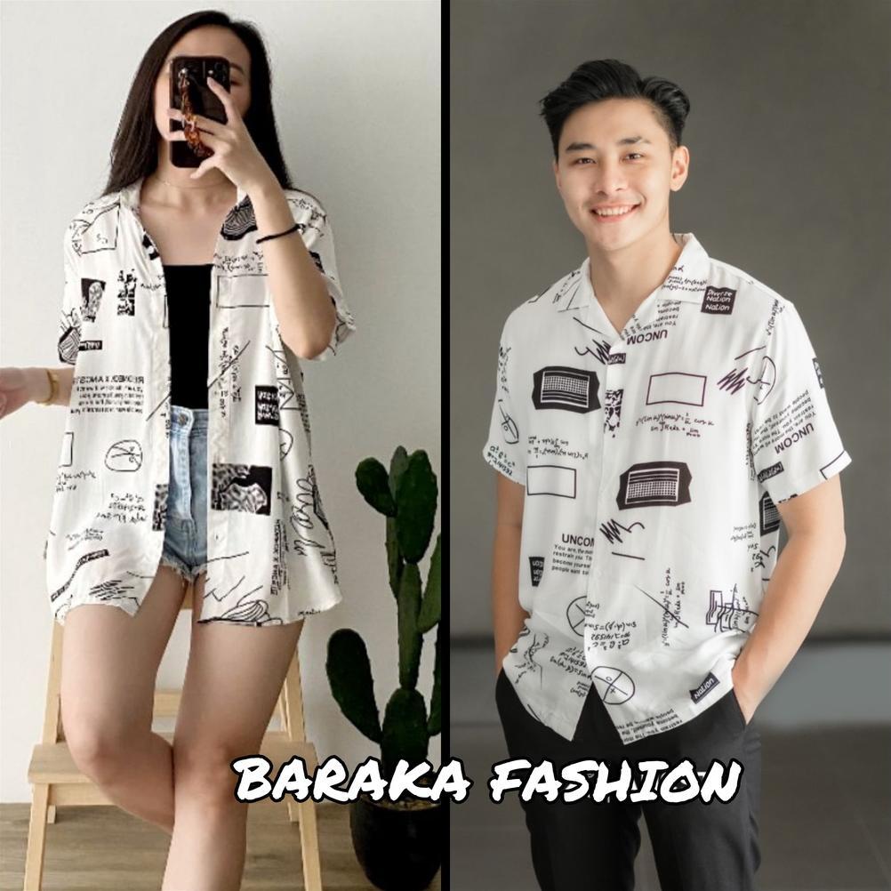 Terlaris Kemeja Hawai Couple Kemeja Pria Dan Wanita Vintage Casual Abstrack Lengan Pendek / Kemeja A