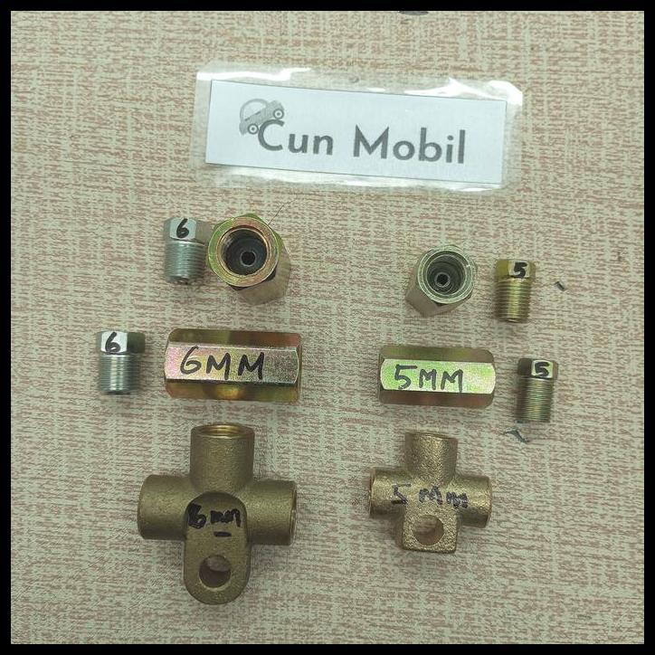 HOT DEAL SAMBUNGAN NEPEL REM 6 MM DRAT HALUS KUNCI 10 MM MODEL T KUNINGAN 
