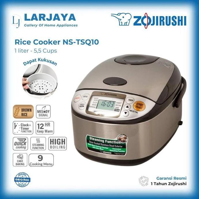 ORIGINAL Zojirushi Rice Cooker NS-TSQ10 1,0 Liter/ 5,5 cups - Penanak Nasi Dengan Panci Steamer