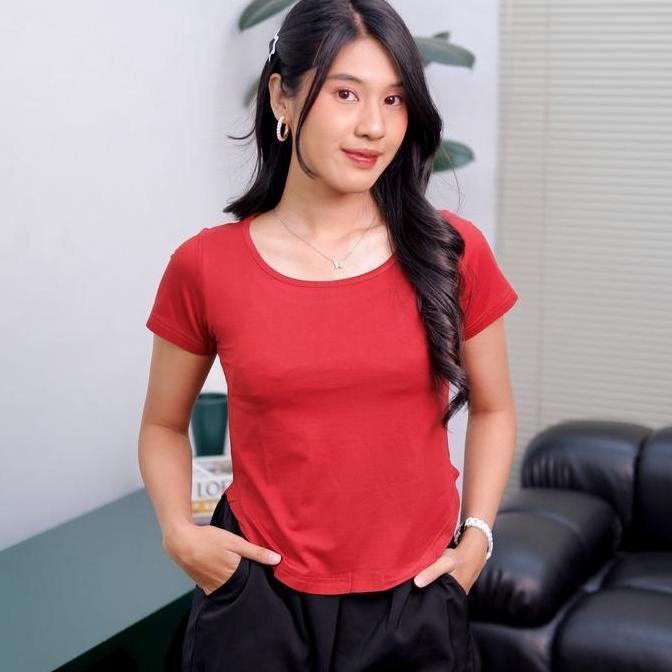 Cntikk- Square Neck Short Sleeve Shirt Blouse / Baju Crop Top Leher Kotak Premium / Baju Wanita Rema