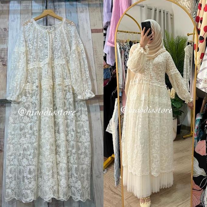 TERBAIK Raya Outer Long Tunik Lace Premium Bisa Beli set maupun terpisah