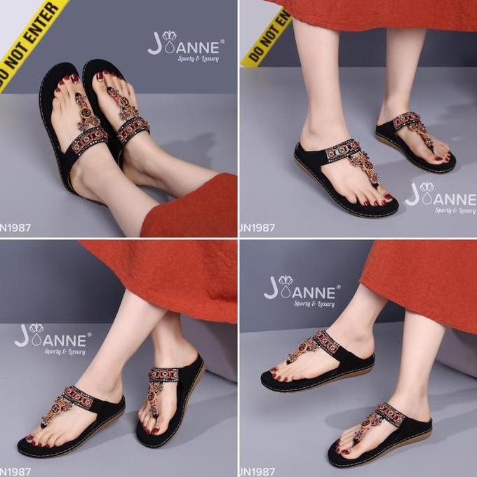 DISKON JOANNE SANDAL SHOES SEPATU WANITA JN1987 BLACK