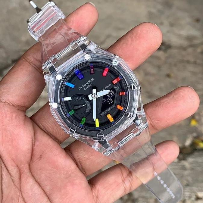Jam G-Shock GShock GA-2100 GA2100 Rainbow Orinal Transparant Clear