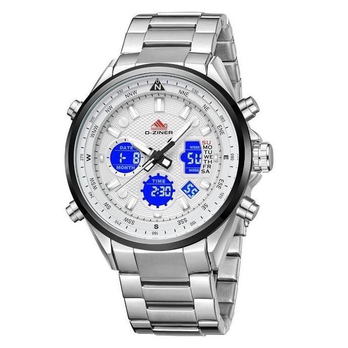 Dziner Jam Tangan Pria Double Time 8338 Rantai Stainless Steel Water Resistant 3 ATM Kaca Wateroof