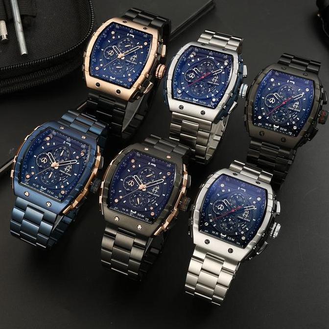 Evans Jayden Jam Tangan Pria 9554-1 Rantai Stainless Steel Kaca Sapphire Chronograph Water Resistant