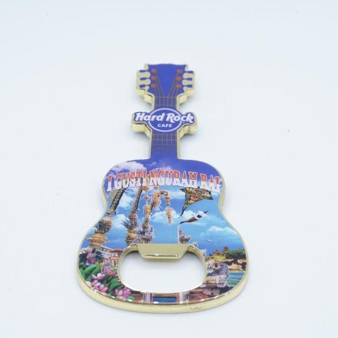 Hard Rock Cafe I Gusti Ngurah Rai Bali Indonesia Guitar Magnet V2 Bottle Opener Original Merchandise