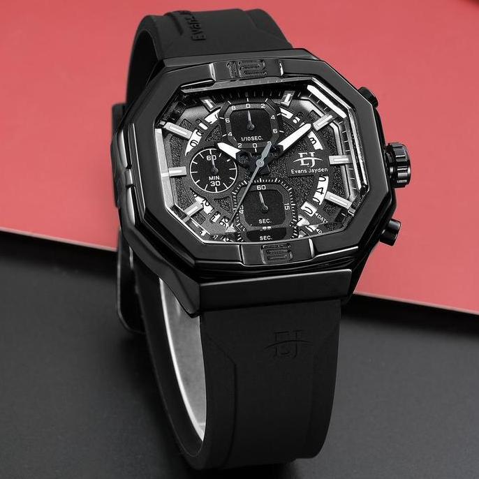 JAM TANGAN 9464 EVANS JAYDEN RUBBER chrono aktif Pria