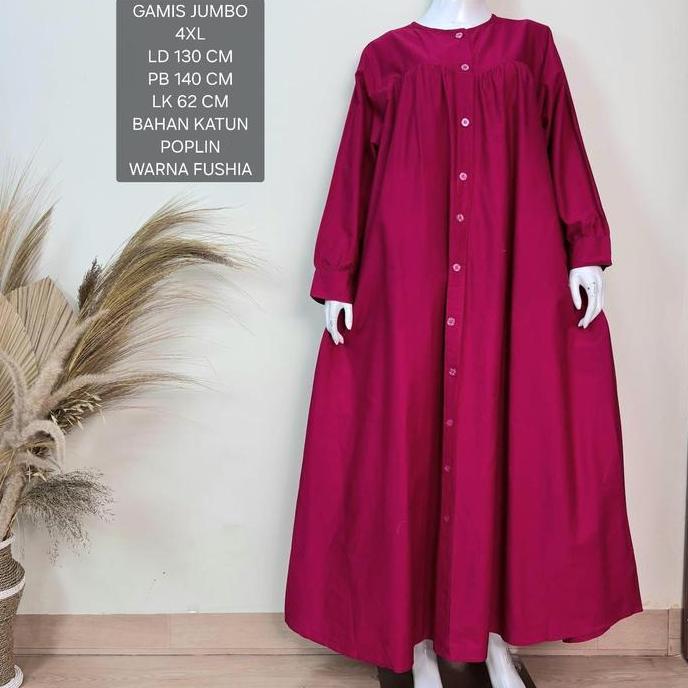 Murah Gamis Jumbo Ld 130 Cm Bahan Katun Poplin Model Polos Kekinian - Delisha Dress