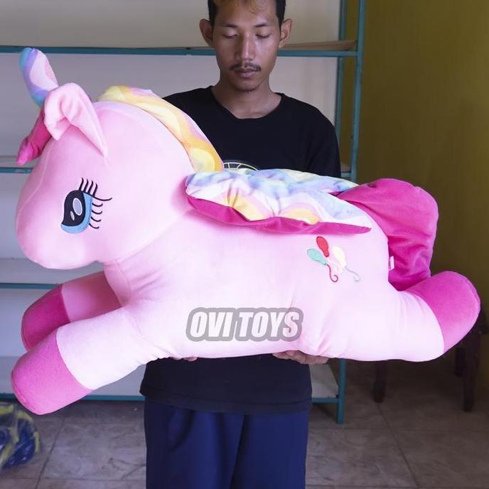 Boneka Unicorn Kuda Poni / Little Pony Jumbo 1 Meter Termurah Berlabel SNI Buah Dolls
