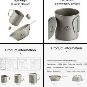 Gelas Titanium Naturehike Nh20Cj005 Titanium Cup 20Cj