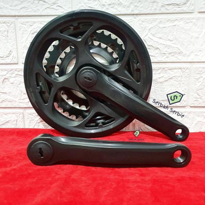 Gear Gir Crank Depan Tengah Sepeda Multi Speed 3 Susun Bb Kotak 3Sp Mtb Hitam Besi