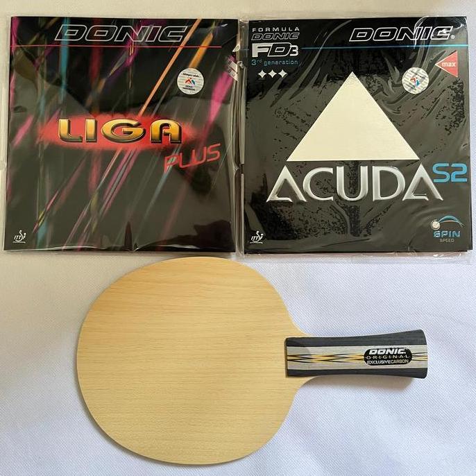 DONIC Bat tenis meja Donic carbon + karet lengkap