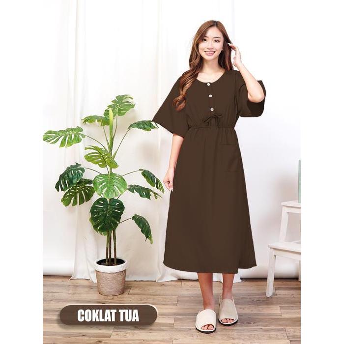 Anggun Daster Karet Tengah ( Size L ) Bahan Katun / Dress Polos Warna Wanita Dewasa / Gaun Panjang T