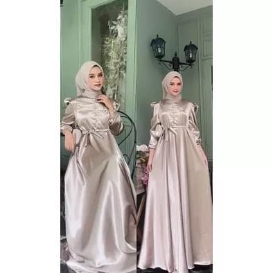 Aurelin Dress | Dress Silk Kondangan | Gamis Satin | Dress Lengan Balon | Dress Satin Pesta | Fashio
