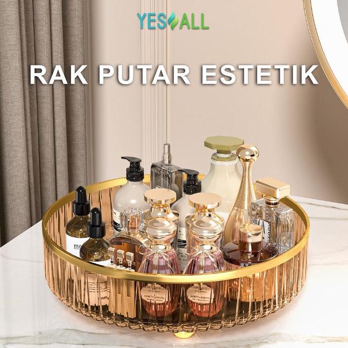 YESALL Rak Kosmetik Aesthetic Tempat Make Up - Amber Gold Aesthetic Tray Aesthetic Rak Skincare Aest