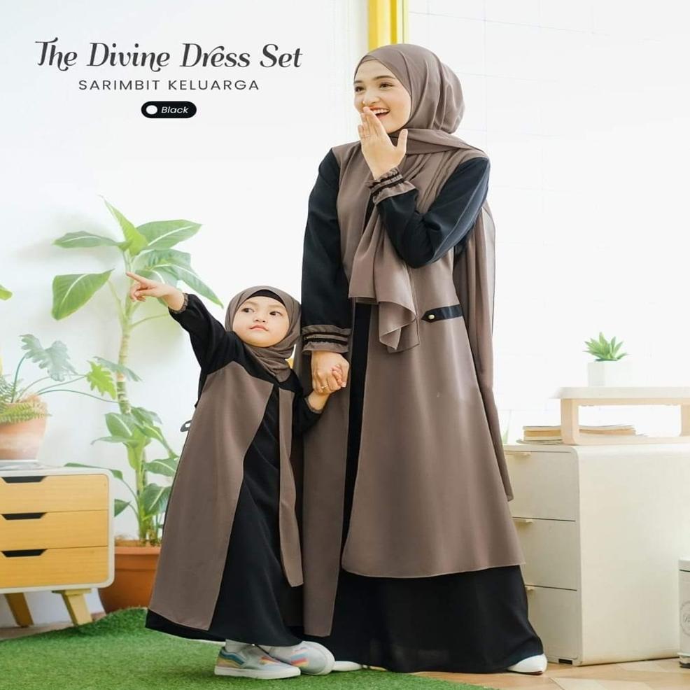 GAMIS COUPLE IBU ANAK PLUS HIJAB / GAMIS SERIMBIT / BAJU MUSLIM KELUARGA / GAMIS KOLEKSI 2023