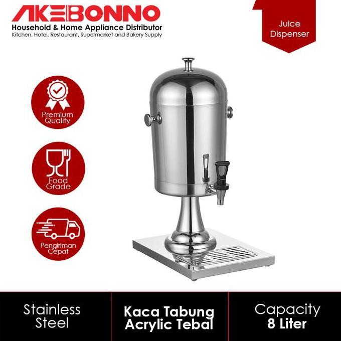 AKEBONNO - Water Tank/Juice Dispenser Single Tank Stainless Steel Akrilik Food Grade 8L BPA FREE