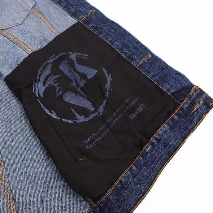 Rompi jeans hoodie pria san wash orinal naken / vest jeans / rompi Casual Unisex Hitam