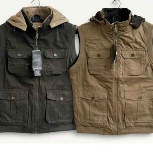 Rompi pria bolak balik import pakai topi size XL-6XL/Rompi katun bolak balik/rompi kanvas import pri