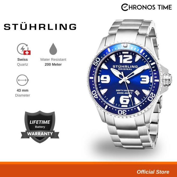 Jam Tangan Pria Swiss Quartz Diver Analog Stuhrling Regatta 842-01