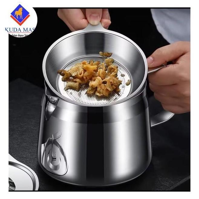 Oil Pot Wadah Mpungan Minyak Saringan Minyak Jelantah Stainless Sus 304