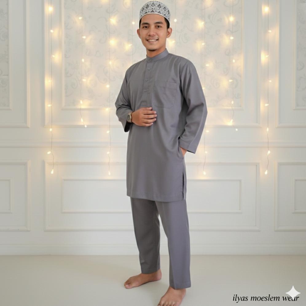 setelan pakistan baju dan celana polos - koko gamis pria - kurta pakistan - koko dewasa