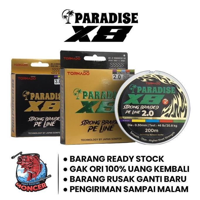 SENAR PE PARADISE X8 200M 300M SENAR MANCING LAUT Pancing senar untuk Joran Reel Senar Kuat Mancing 