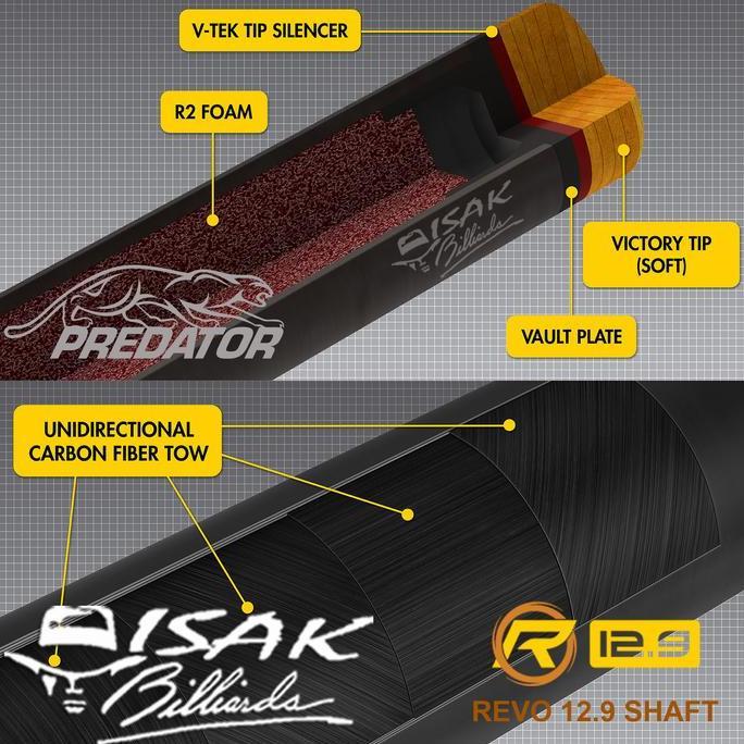 Predator Revo 12.9 mm Uniloc Shaft - Carbon Billiard Stick Biliar Stik