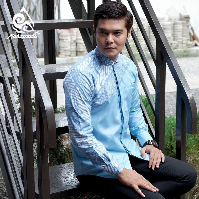 FREE ONGKIR MAHADEEPA - KEMEJA BATIK PRIA LENGAN PANJANG SLIMFIT KATUN TOYOBO IMPORT KOMBINASI BATIK