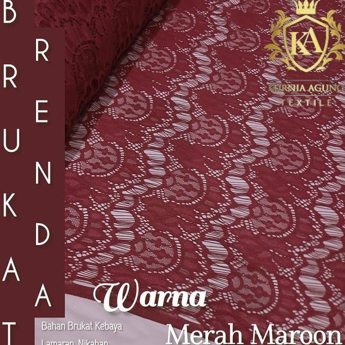 Gratis Ongkir Kain Brukat Lace Warna Premium Merah Maroon Motif Bunga Per 0.5 Meter