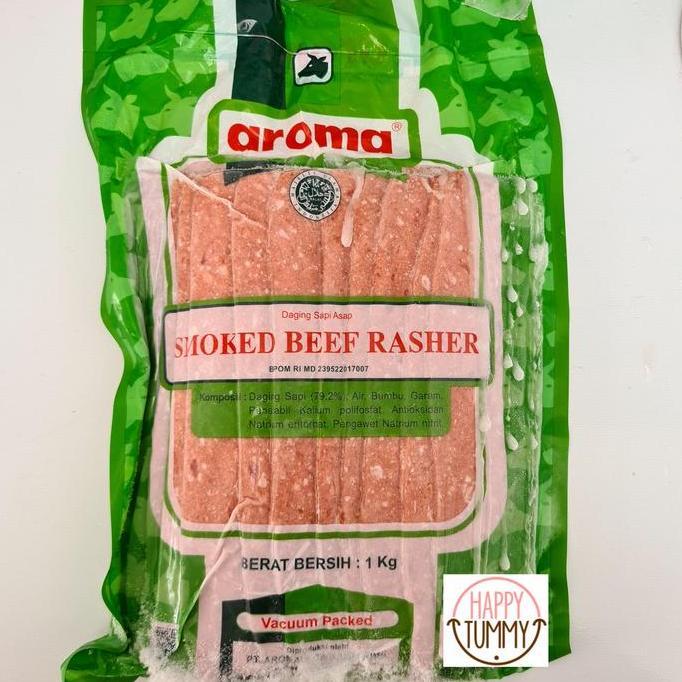 smoked beef rasher aroma daging sapi bacon halal 1kg ori