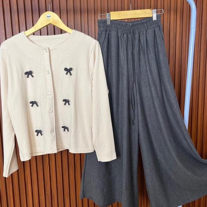 CAFAYA Setelan Celana Kulot Baju Panjang Oneset Kekinian OOTD Hijab Oneset Baju Muslim