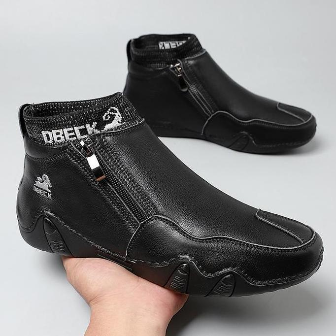 Kulit Asli Orinal Sepatu Boots Pria Resleting Casual Tinggi Formal Footwear Kekinian Cowok Dewasa Ke