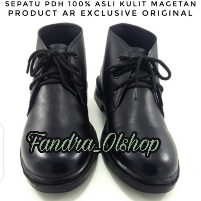 Sepatu PDH AR Tali Exclusive Hitam Dove 100% Kulit Asli TNI POLRI