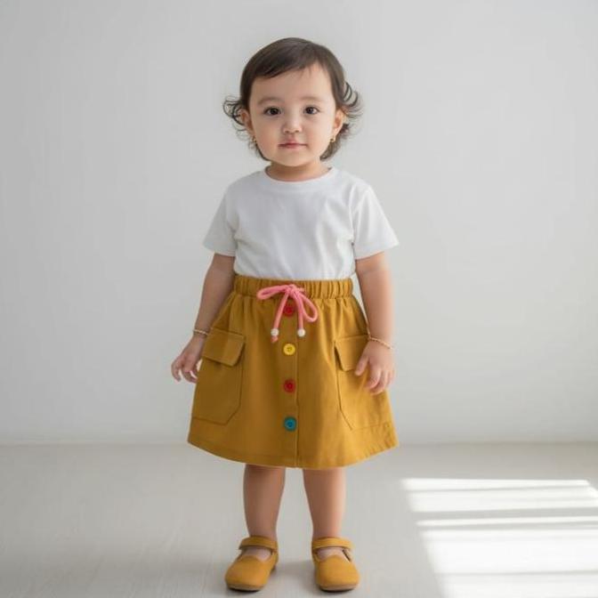 BEST SELLER ROK PENDEK  ANAK  PEREMPUAN SKIRT KOREA - ROK ANAK USIA 1-12 TAHUN DENIM KANCING ANAK-AN