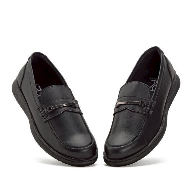 Rionz Bryant Black - Sepatu Formal Pria Loafer Pantofel Hitam Kulit PU Kerja Resmi Kantor Kuliah Kon
