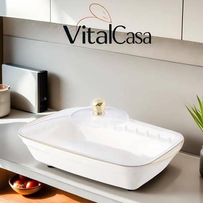 Produk Terbaru Aesthetic / Nampan Saji Dengan Tutup/Piring persegi panjang putih (dengan tutup)