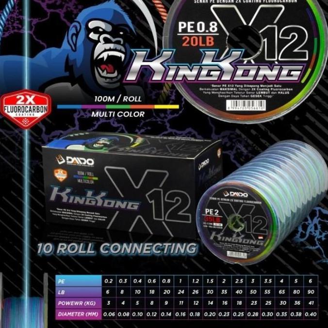 senar pancing pe braid daido kingkong x12 pe kuat pilihan pe 1 smp 6