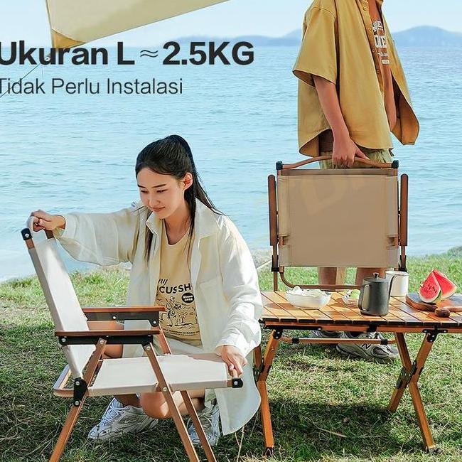 Kursi Lipat Kermit Kursi Pantai Lipat Dengan Gagang Kayu Kursi Camping Beban 150Kg