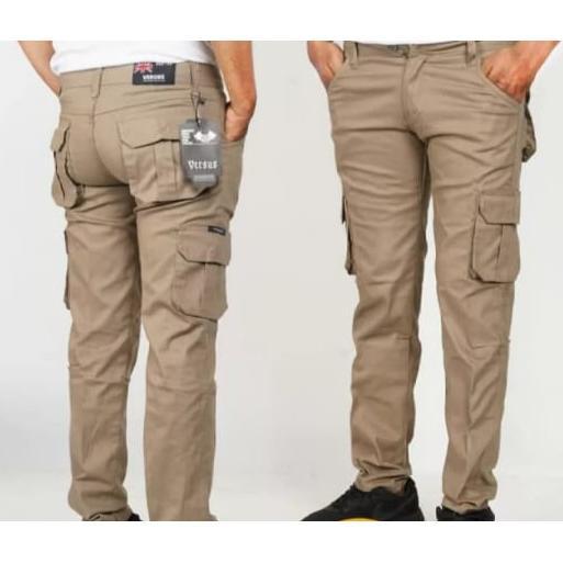 celana cargo panjang kantong banyak polos